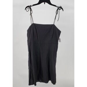 Old Navy Women's XL Black Linen Blend Mini Tank Dress with Pockets New